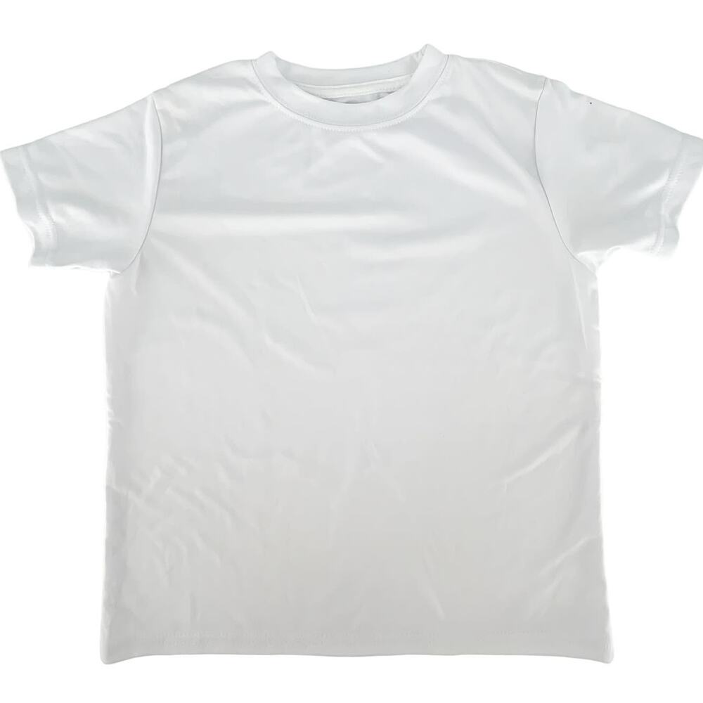 Unisex Kids Tee Shirt Top Crew Neck Short Sleeves No Tags Solid White T-Shirt